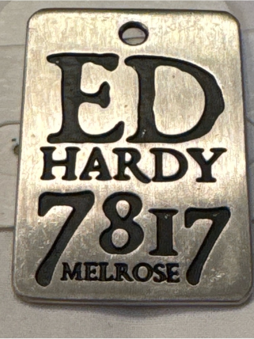 Ed Hardy Vintage Y2K 7817 Melrose Ave Stainless Steel Dog Tag Pendant Charm